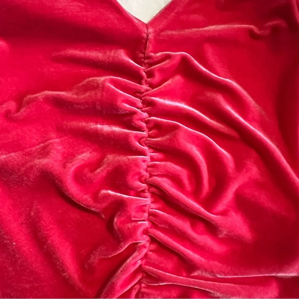 Free People Ruched Velvet V-neck Top In Strawberry Spritz Ruched